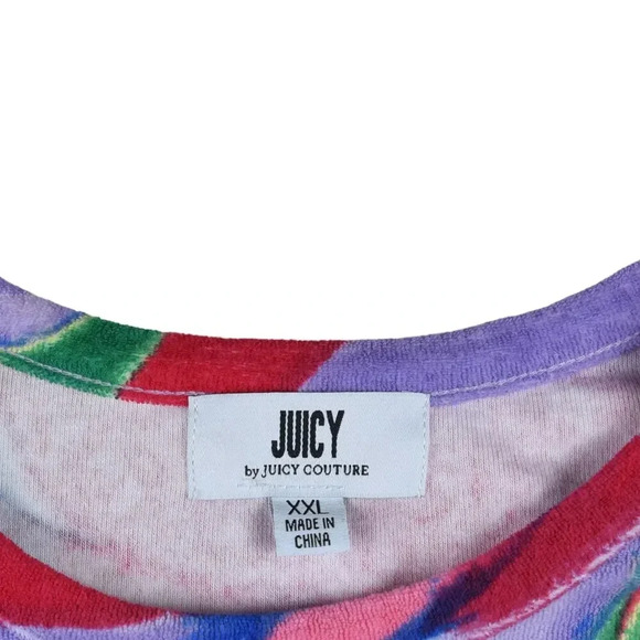 NWT Juicy Couture Marbled Sherbert Short Sleeve Towel Terry Cloth Shirt Size XXL - Picture 2 of 7